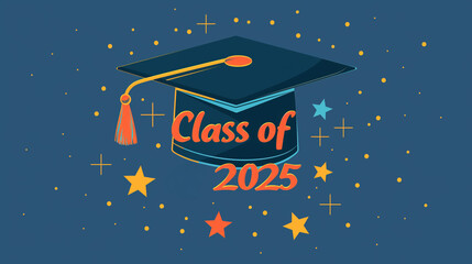 Wall Mural - celebrate the achievement of graduation with a minimalist illustration emphasizing class of 2025 in 