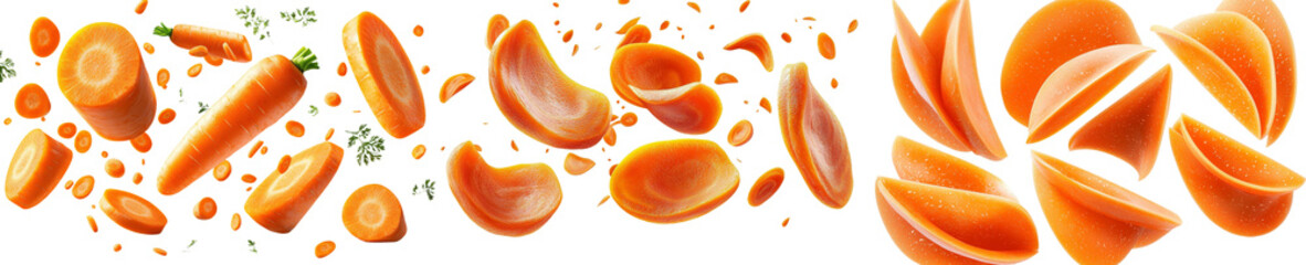 Poster - Transparent background with isolated slices of carrot