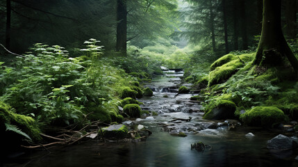 Wall Mural - Serene Forest Creek - Lush Nature Photography