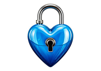 Wall Mural - Blue heart as a lock isolated on transparent background