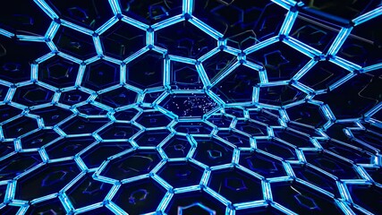 Aufkleber - Exploring a captivating blue neon hexagonal pattern in a digital environment