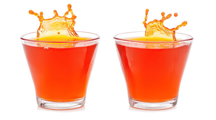 Poster - Tea Splashes in Glass Cups on Clear Background Generative AI