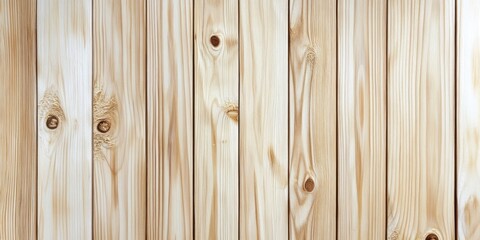 Wall Mural - Light wooden planks with natural knots and textures arranged vertically showcasing a light beige color scheme ideal for backgrounds and designs