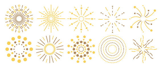 Wall Mural - set of happy new year firework vector illustration. collection of light green and dark green firewor