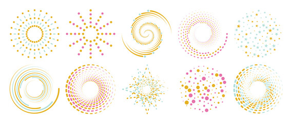 Wall Mural - set of new year firework vector illustration. collection of golden, light green fireworks on white b