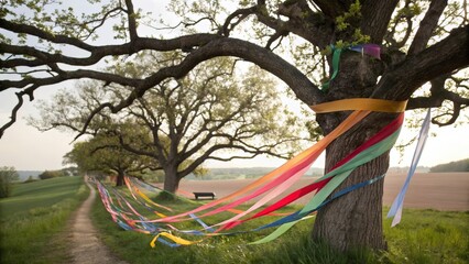 tree with ribbons