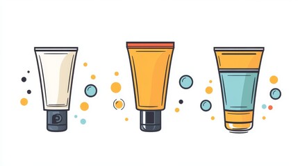 Fototapete - 67.Hand cream tube icon. Skincare, beauty. Care, facial, lotion, balm, paste line and flat icons set, editable stroke isolated on white, linear vector outline illustration, symbol logo design style