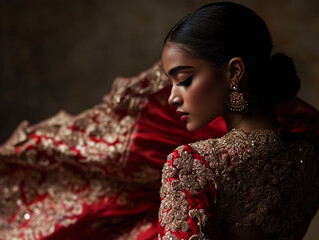 An impressive dancer is dancing in a traditional flamenco dress with intricate embroidery