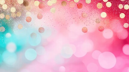 Poster - Glitter watercolor idea. Colorful abstract background with bokeh lights and shimmering particles in vibrant hues.