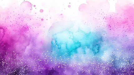 Poster - Glitter watercolor idea. Vibrant watercolor splash in pink, purple, and blue hues with sparkling details.