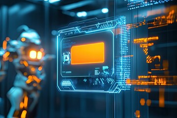 Poster - Futuristic interface displays glowing elements, showcasing advan