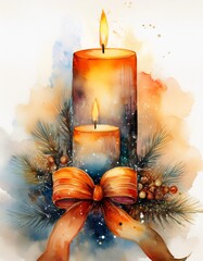 Poster - Candlemas, copy space on a side, watercolor art style