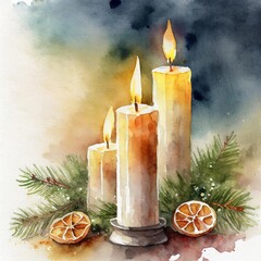 Poster - Candlemas, copy space on a side, watercolor art style