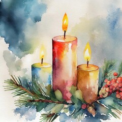 Aufkleber - Candlemas, copy space on a side, watercolor art style