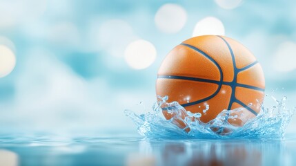 Wall Mural - submerged basketball in blue water, captivating blend of sports and abstract imagery for design insp