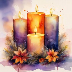 Aufkleber - Candlemas, copy space on a side, watercolor art style