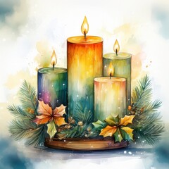 Aufkleber - Candlemas, copy space on a side, watercolor art style
