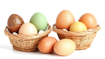Poster - colorful baskets with quail eggs generative ai