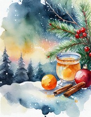 Aufkleber - Imbolc new year, copy space on a side, watercolor art style