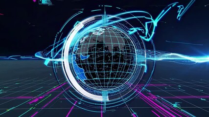 Aufkleber - Futuristic globe representation showcasing advanced digital technology and data visualization techniques for global connectivity
