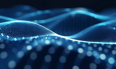 Digital technology binary code wave blue background