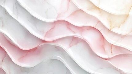 Poster - Marble watercolor idea. Elegant abstract wavy textures in soft shades of pink and white for design projects.