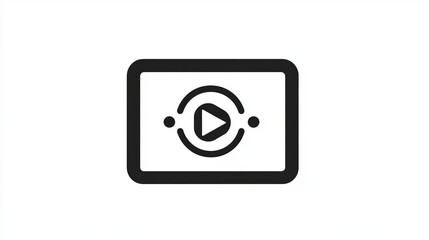 Poster - Web blogging or social media content line icon. Digital social media video, photo or music content, Internet multimedia technology or online blogging line vector pictogram. Web blogger outline icon
