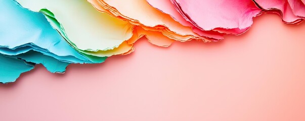 Poster - Paper watercolor idea. Vibrant paper layers create a colorful abstract background for creative designs.