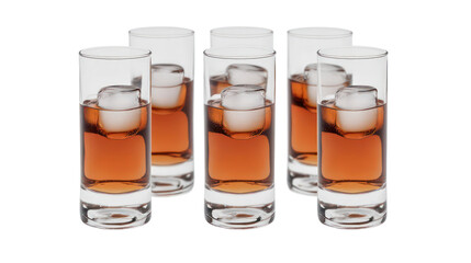 Poster - refreshing glasses of soda with ice on a clear backdrop generative ai