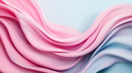 Poster - Marble watercolor idea. Soft pink and blue waves of fabric creating a serene and gentle atmosphere.