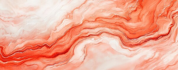 Poster - Marble watercolor idea. Abstract red and white marbled texture background design for creative projects.