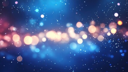Wall Mural - colorful bokeh lights create a dreamy atmosphere in blue and gold hues during a festive celebration 
