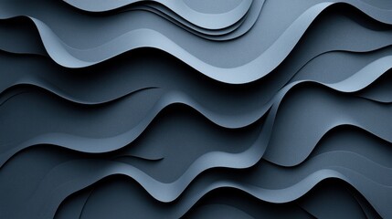 Poster - Abstract wave pattern with layered blue curves creating a flowing 3d effect