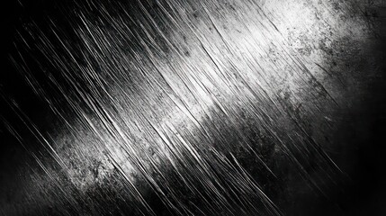 Poster - Abstract grayscale texture of scratched metal surface with diagonal lines and light reflection.