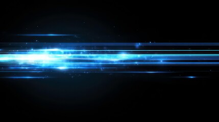 Poster - Abstract blue light streaks on black background.