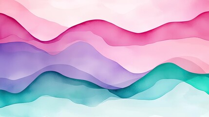 Wall Mural - Candy watercolor concept. Soft, colorful waves blend harmoniously in this abstract fluid art piece.