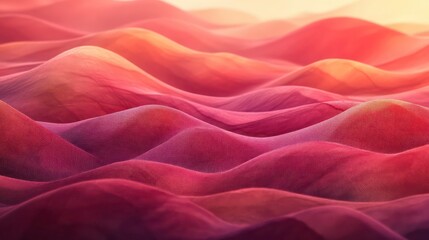 Poster - Abstract landscape of rolling hills in warm, vibrant red and orange hues.