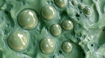 Poster - Close-up of a textured green surface with glossy spheres.