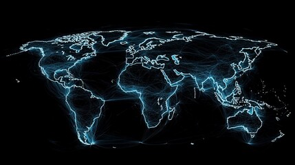Poster - Glowing world map with interconnected lines.
