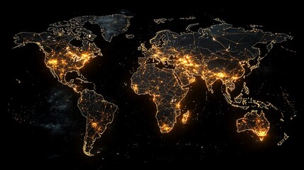 Poster - Illuminated world map showing global connectivity.