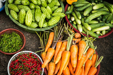 fresh vegetables on market