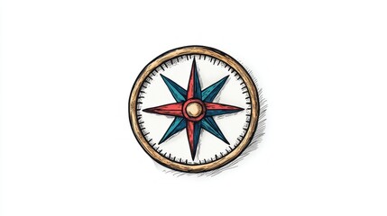 hand drawn vintage compass rose nautical navigation illustration travel direction symbol