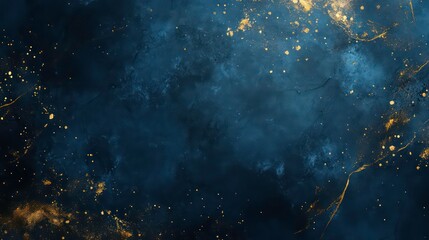 Poster - Abstract navy blue and gold textured background with scattered glitter.