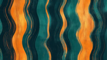 Poster - Abstract wavy teal orange and black pattern.