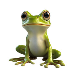 Poster - A digitally rendered image showcases an endearing cartoon frog with oversized eyes sitting against a plain white backdrop.