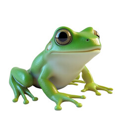 Aufkleber - A digitally rendered image showcases a charming green frog with large expressive eyes sitting against a plain white background.