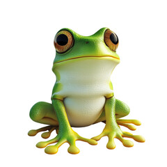 Aufkleber - A charming 3D rendered cartoon frog sits on a plain white background, looking directly at the viewer.
