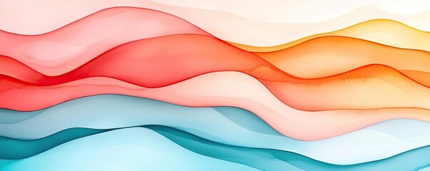 Canvas Print - Fluid watercolor concept. Colorful abstract waves create a modern design suitable for backgrounds.