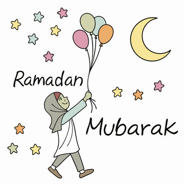 Ramadan Mubarak, Ramadan Kareem silhouette vector illustration on white background. ramadan kareem typography	

