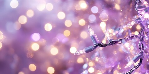 Aufkleber - festive background with soft white and violet lights, bokeh effect, twinkling christmas lights, and 